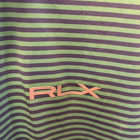 RLX Ralph Lauren Polo Tee Shirt Purple Green Stripe Men’s Size XXL 2X - Picture 5 of 10